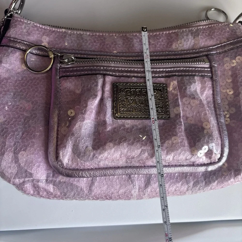 Vtg COACH Poppy Pink Purple Sequin Signature C Shoulder Bag Mcbling Y2K - Picture 14 of 14